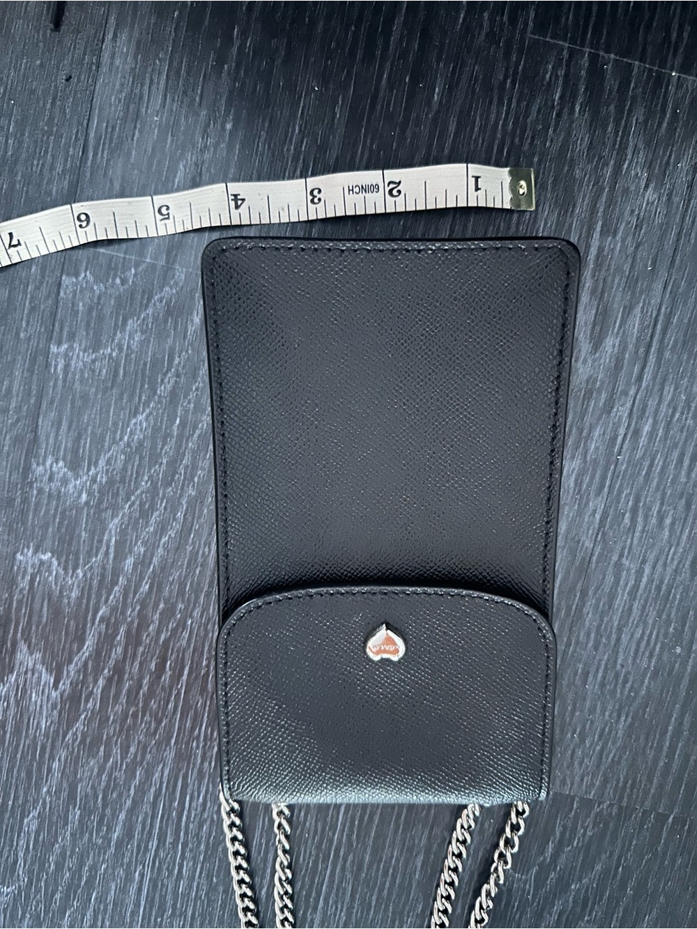 Coach Black Leather Phone Crossbody Chain Wallet Hearts - Picture 3 of 9
